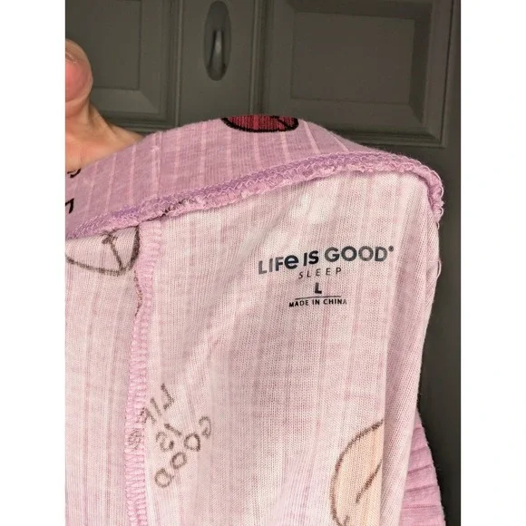 Life Is Good SS Tee Pants Shorts 3 Piece Pajama Set Game On Women's Large NWT - Picture 14 of 14